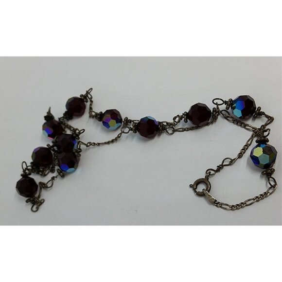 VINTAGE Italy Aurora Borealis Necklace Sterling Silver 925 - Picture 4 of 5